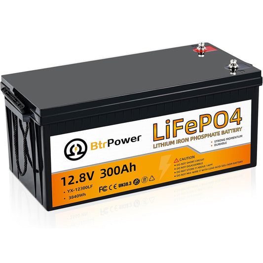12V 300AH LiFePO4 Lithium Battery Pack 100A BMS for RV Marine Solar System Trolling Motor
