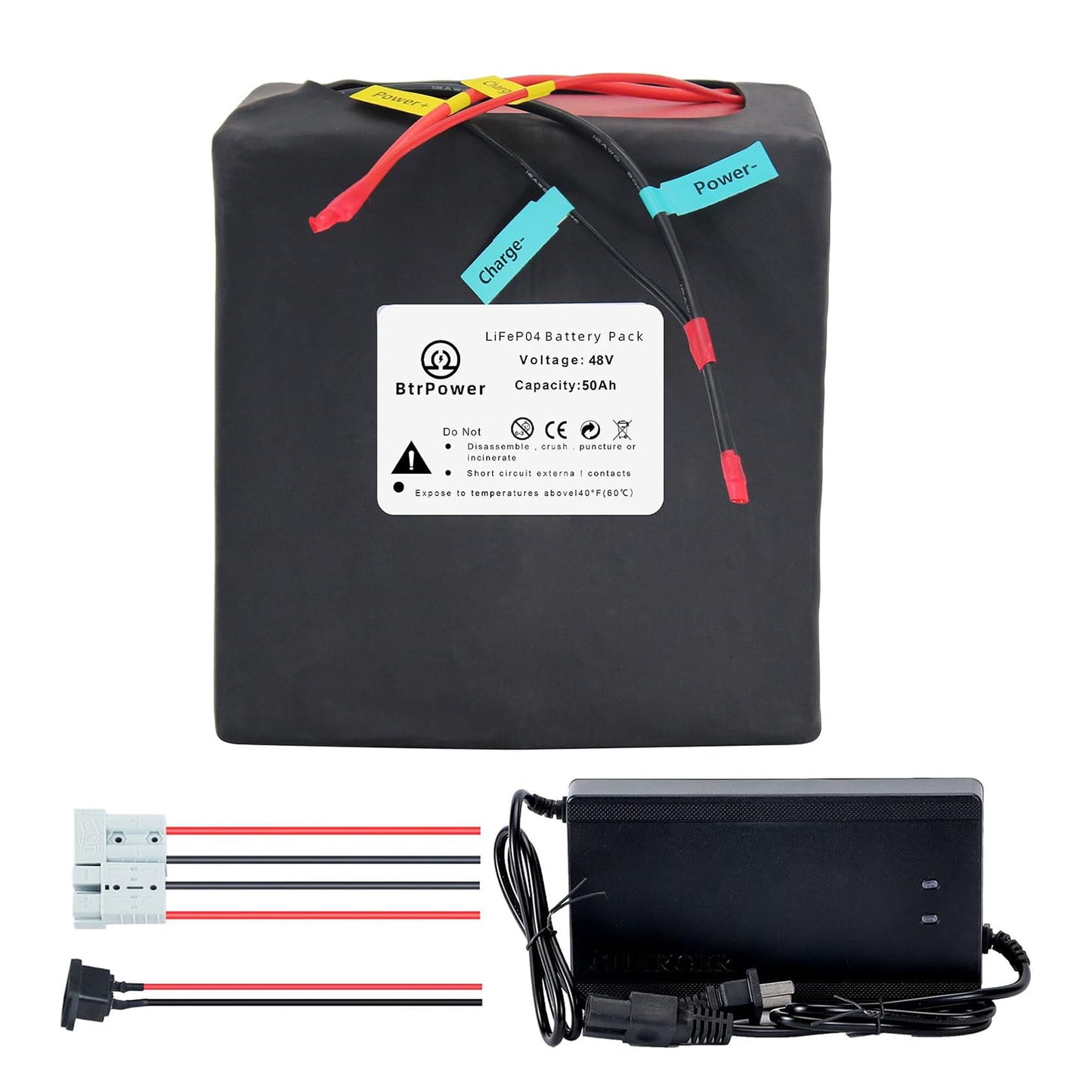 48V 50Ah Ebike Battery Pack LiFepo4 Lithium for 250W-1500W Electric Bike Scooter 50A BMS