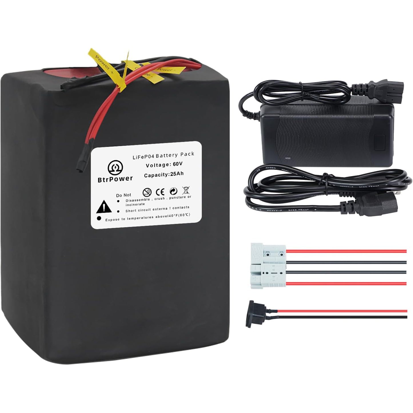 Electric Bike Ebike 60V 25Ah LiFePO4 Battery Pack for 250-1500W Trike Motor 50A BMS