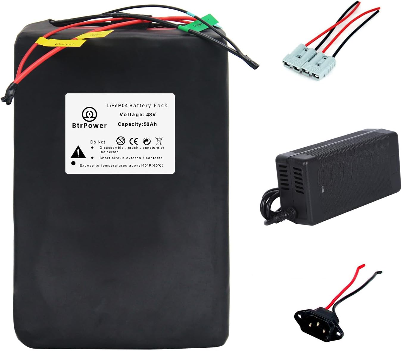 48V 50Ah Ebike Battery Pack LiFepo4 Lithium for 250W-1500W Electric Bike Scooter 50A BMS