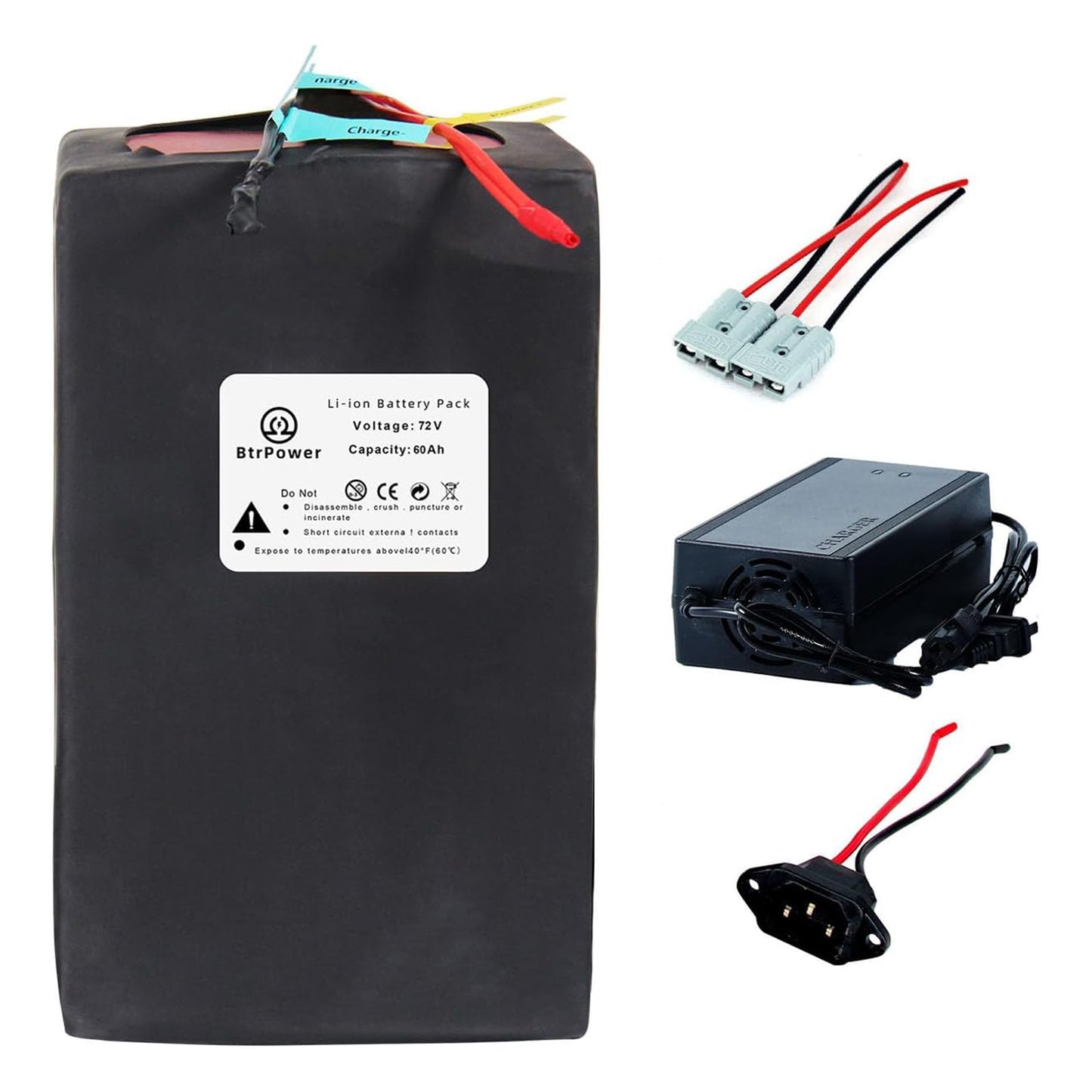 72V 60Ah Lithium Li-ion Battery Pack for 500W-2500W EBike Electric Scooter 50A/80A BMS