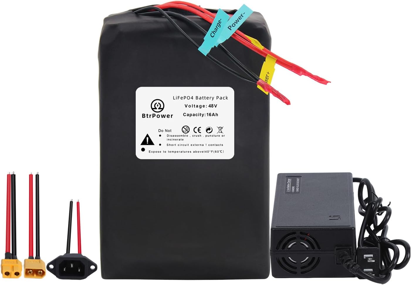 48V 16Ah Ebike Battery Pack LiFepo4 Lithium Batteries for 250W-750W Electric Bike Scooter 40A BMS
