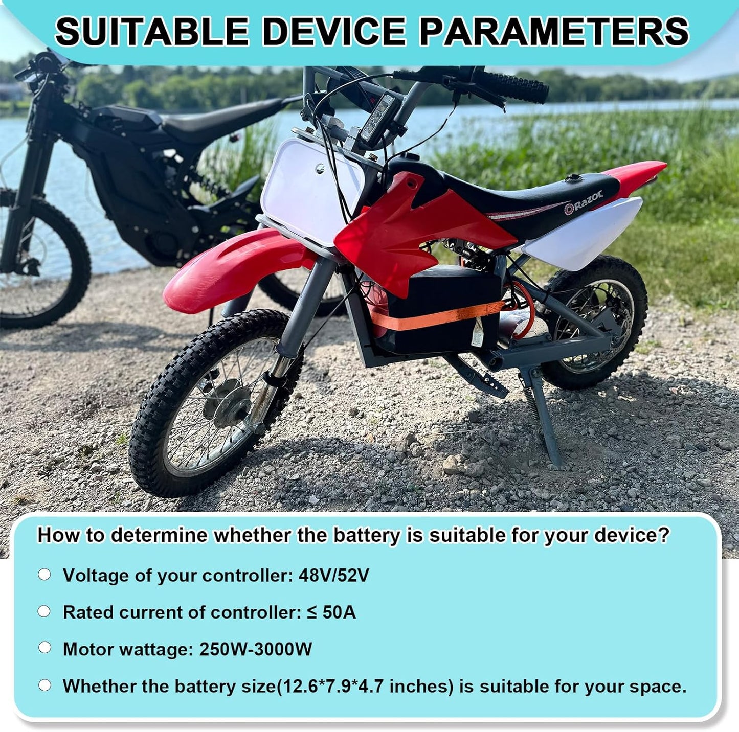 BtrPower Ebike Battery 48V 45AH LiFePO4 Battery Pack with 5A Charger 50A BMS