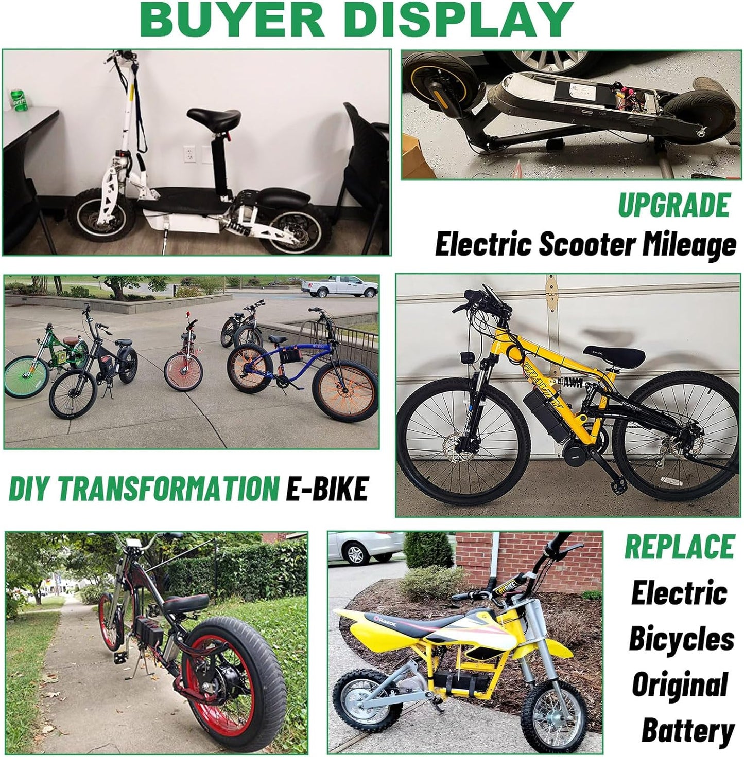 BtrPower Ebike Battery 36V 10AH, Li- ion Battery Pack with 3A Charger and BMS