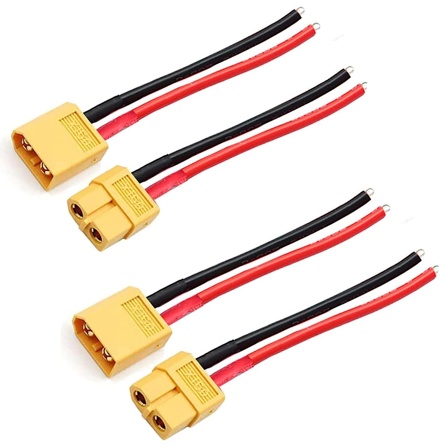 BtrPower 2pair XT60 Male Female Connector with 150mm 14AWG Silicone Wire
