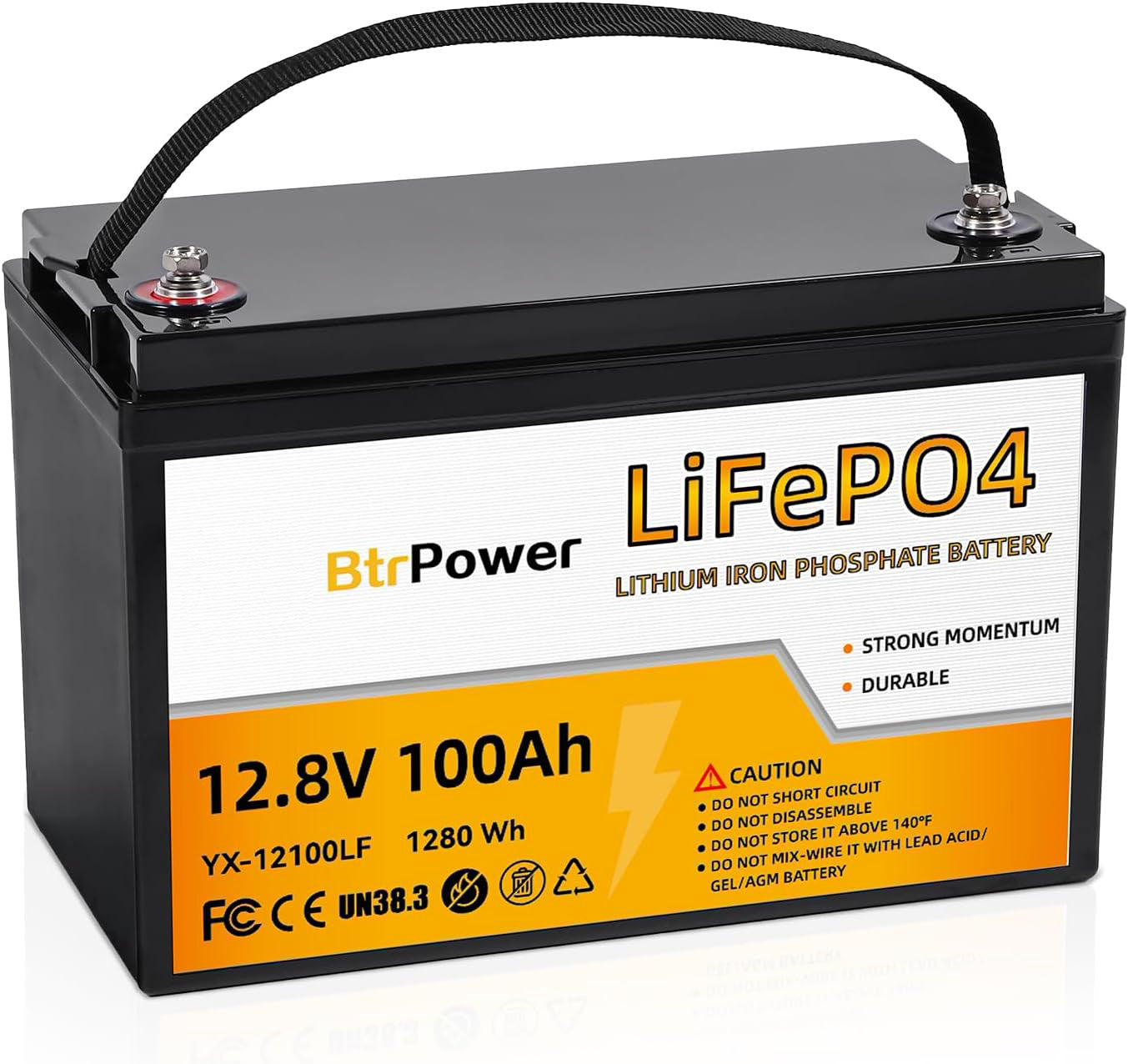 BtrPower 12V 100AH 140AH LiFePO4 Battery for RV, Solar System, Trolling Motor, Off-grid System, Golf Cart