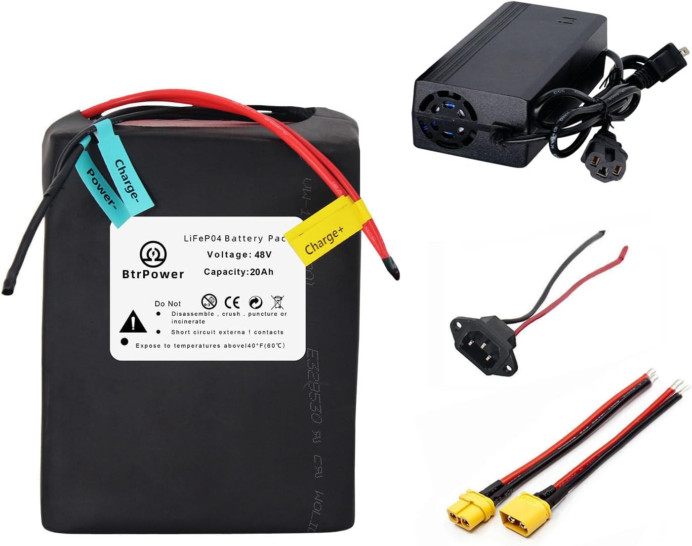 Ebike Battery 48V 20AH LiFePO4 Battery Pack with 3A Charger with 50A BMS