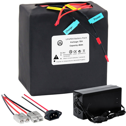 BtrPower Ebike Battery 72V 45AH LiFePO4 Battery Pack with 5A Charger 50A BMS for Electric Bike Scooter Motorcycle