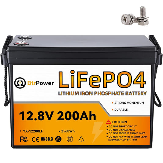 12V 200AH LiFePO4 Lithium Battery Pack 100A BMS for RV Marine Solar System Trolling Motor