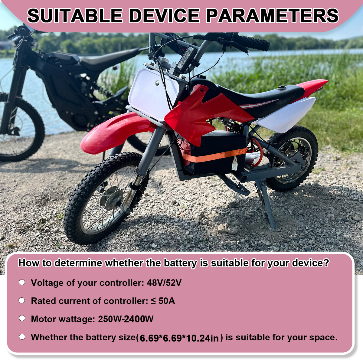 BtrPower Ebike Battery 48V 45AH LiFePO4 Battery Pack with 5A Charger 50A BMS
