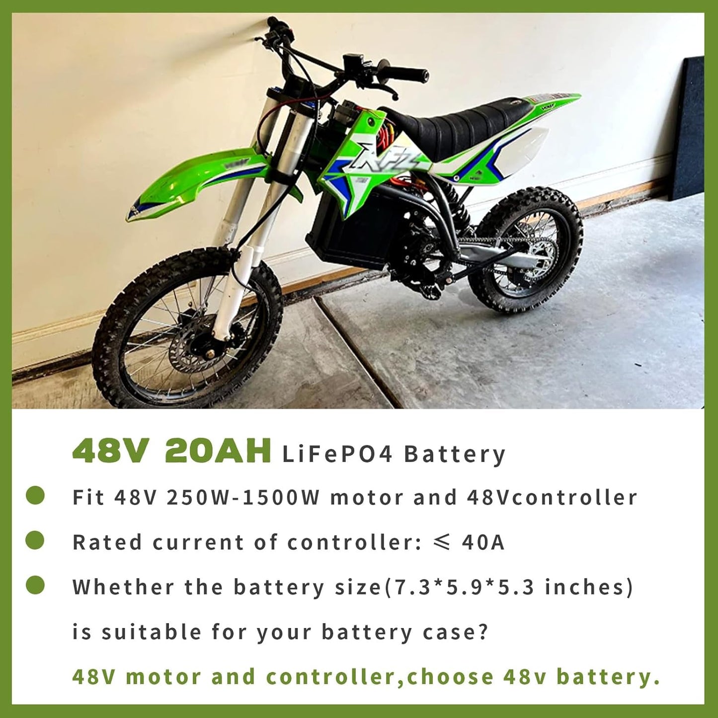 BtrPower Ebike Battery 48V 20AH LiFePO4 Battery Pack with 3A Charger,40A BMS