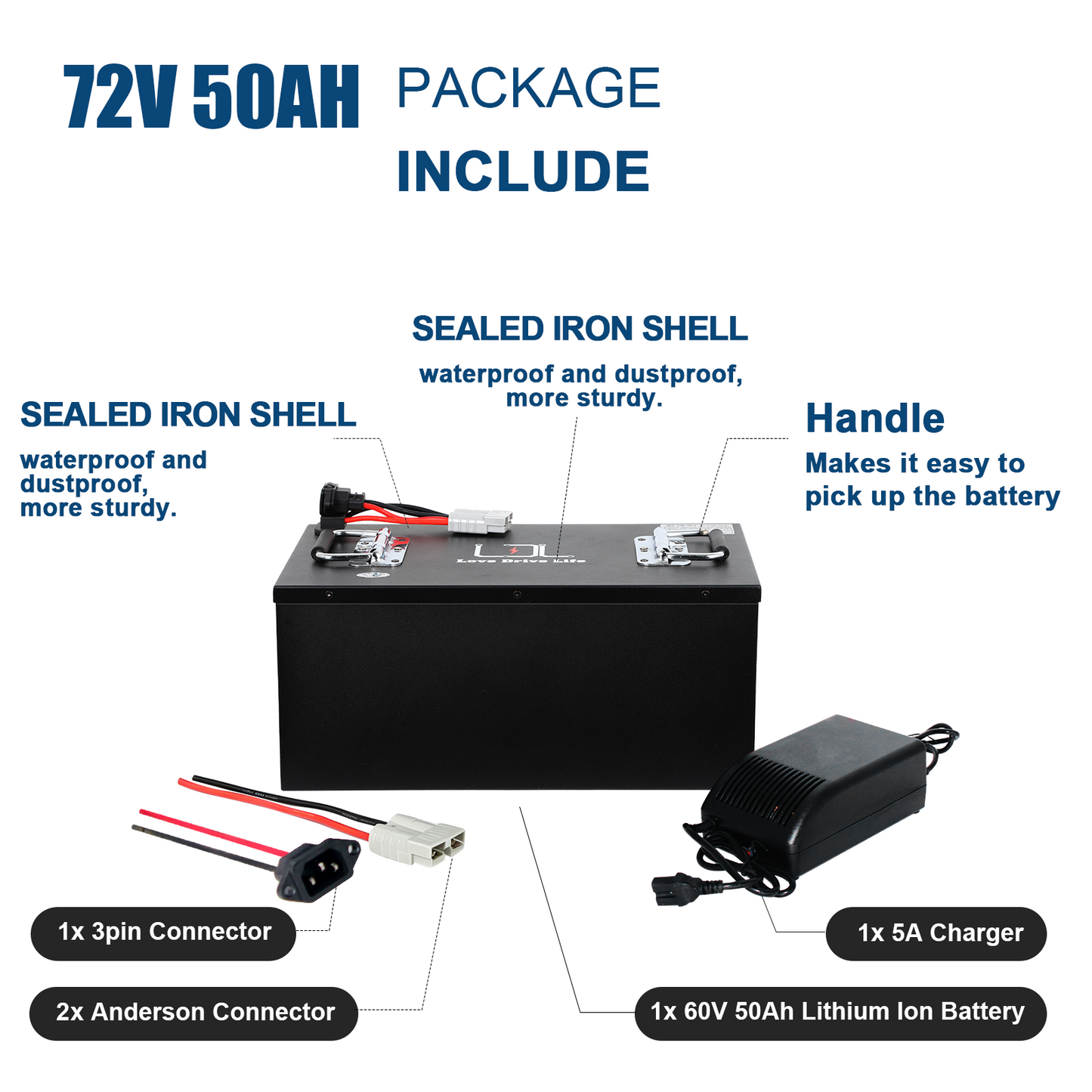 72v Ebike Battery 50Ah Lithium Li-ion 50A BMS for 0-3000W Electric Bike Scooter