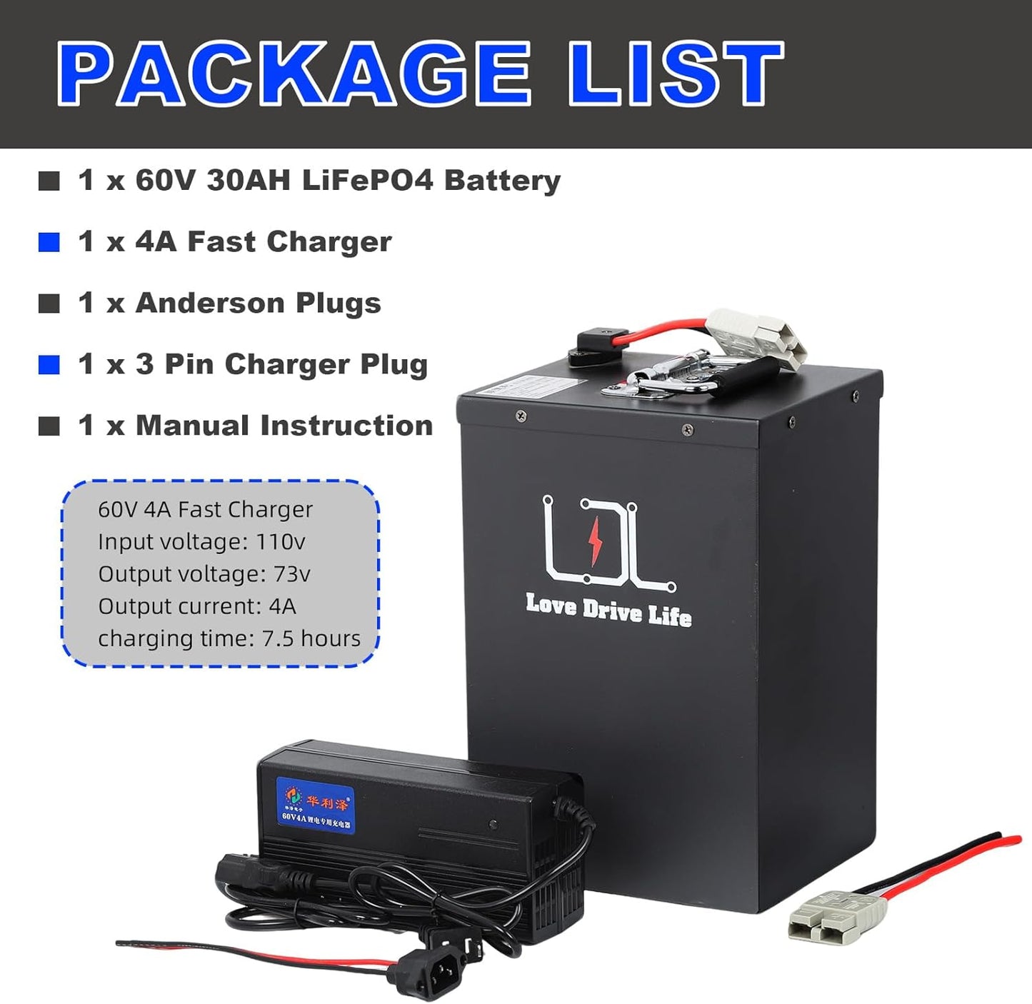 60v Ebike Battery 30Ah Lithium LiFePO4 30A BMS for 0-1800W Electric Bike Scooter