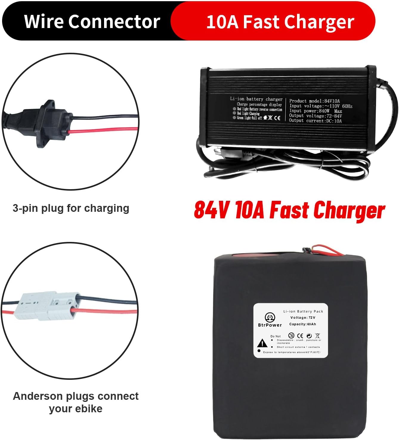 72V 60Ah Lithium-Ionen-Akku für 500W-5000W Fahrrad Elektro roller 80A BMS