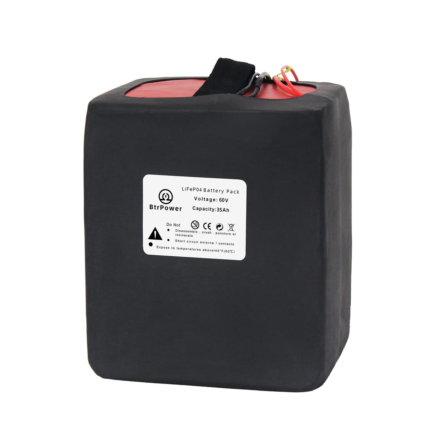 BtrPower EBike Battery 60V 35AH LiFePo4 Battery Pack with 5A Charge 50A BMS