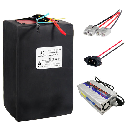 72v Ebike Battery 80Ah Lithium Li-ion 80A BMS for 5000W Electric Bike Scooter