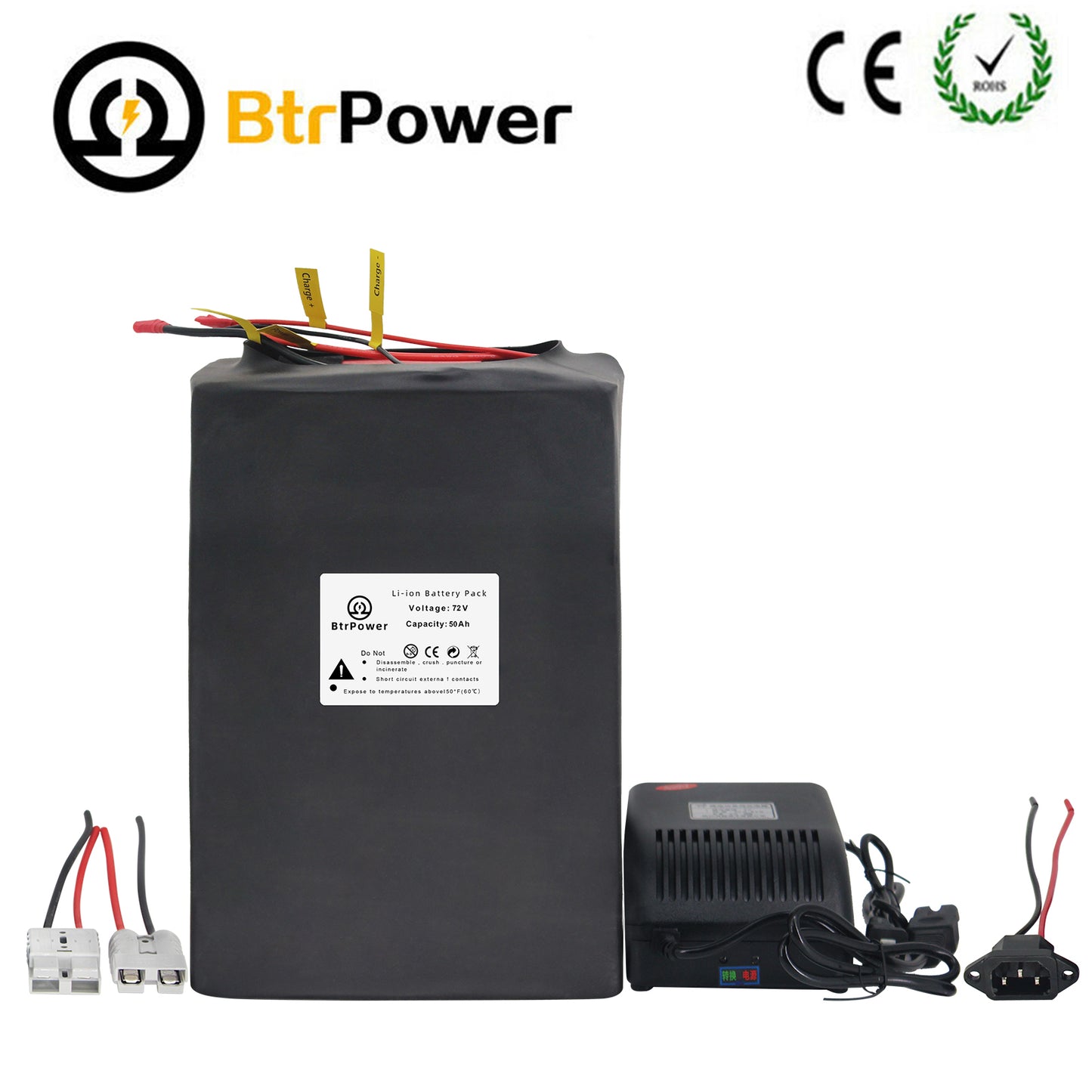 Ebike-Akku 72V 50AH Lithium-Ionen-Akku mit 50A BMS, 5A-Ladegerät