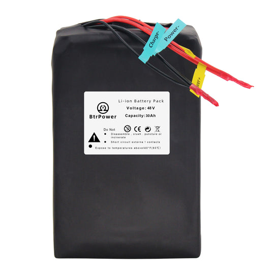 BtrPower Ebike Battery 48V 30AH Li-ion Battery Pack with 5A Charger, 50A BMS