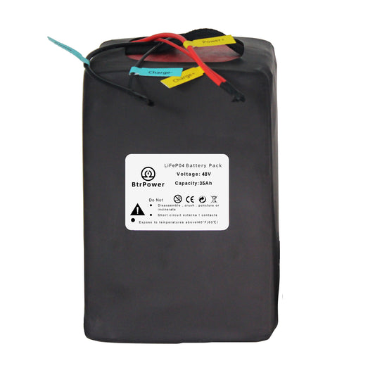 BtrPower Ebike Battery 48V 35AH LiFePO4 Battery Pack with 5A Charger, 50A BMS