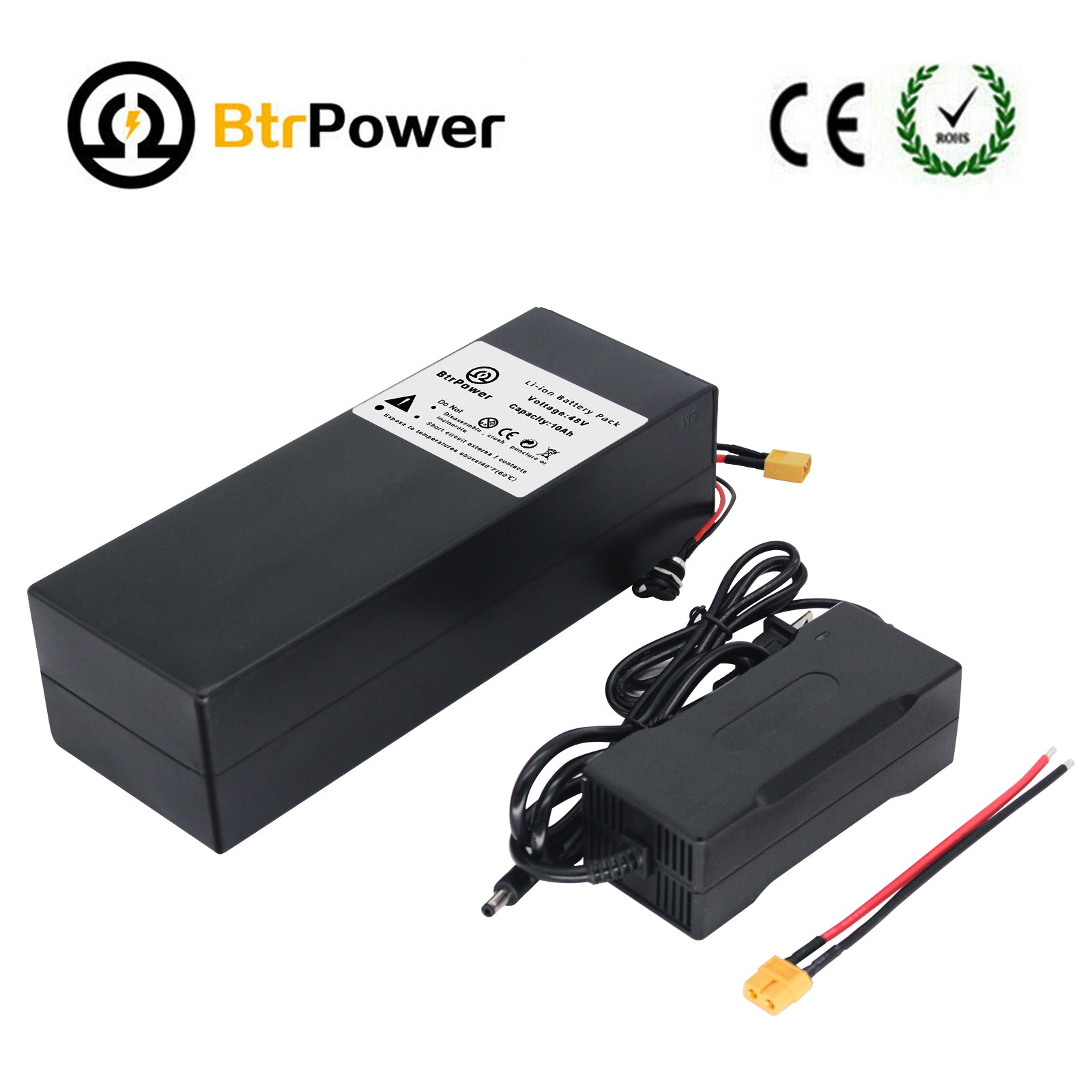 BtrPower Ebike Battery 48V 10AH, Li- ion Battery Pack with 3A Charger