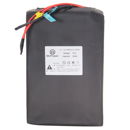 BtrPower EBike Battery 52V 30AH Li-ion Battery Pack with 5A Charger, 50A BMS