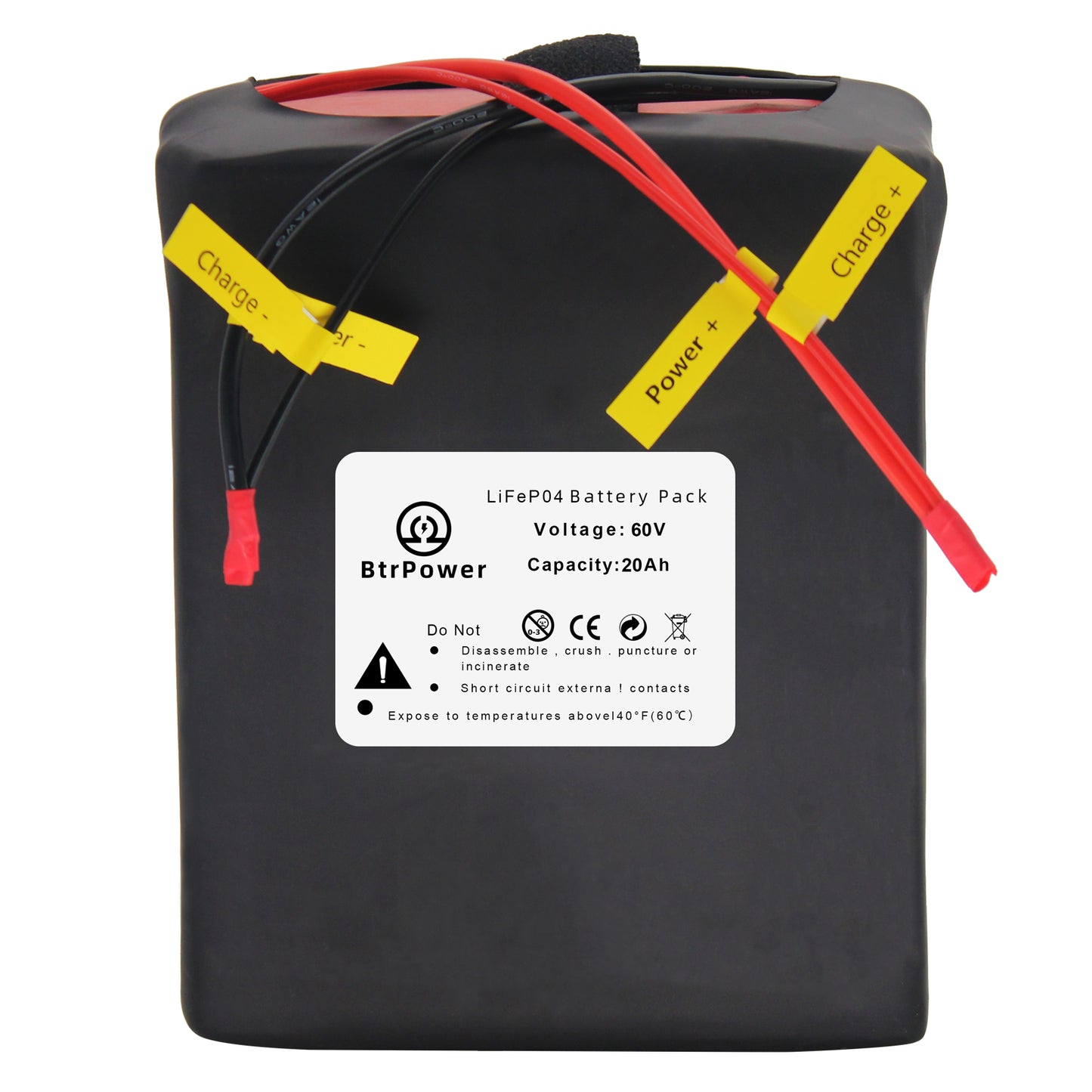 BtrPower Ebike Battery 60V 20AH LiFePO4 Battery Pack with 5A Charger ,50A BMS