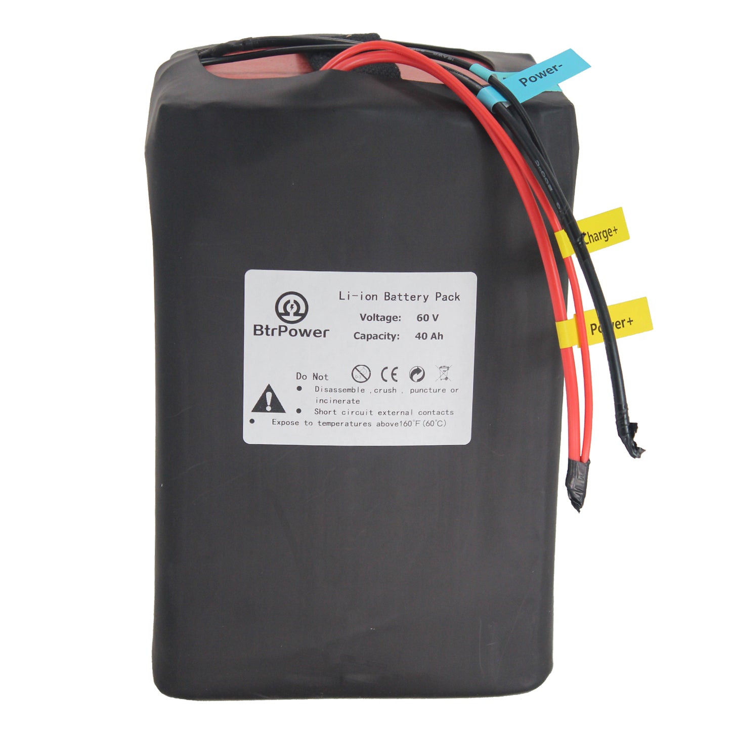 BtrPower EBike Battery 60V 40AH Li-ion Battery Pack with 5A Charge 50A BMS