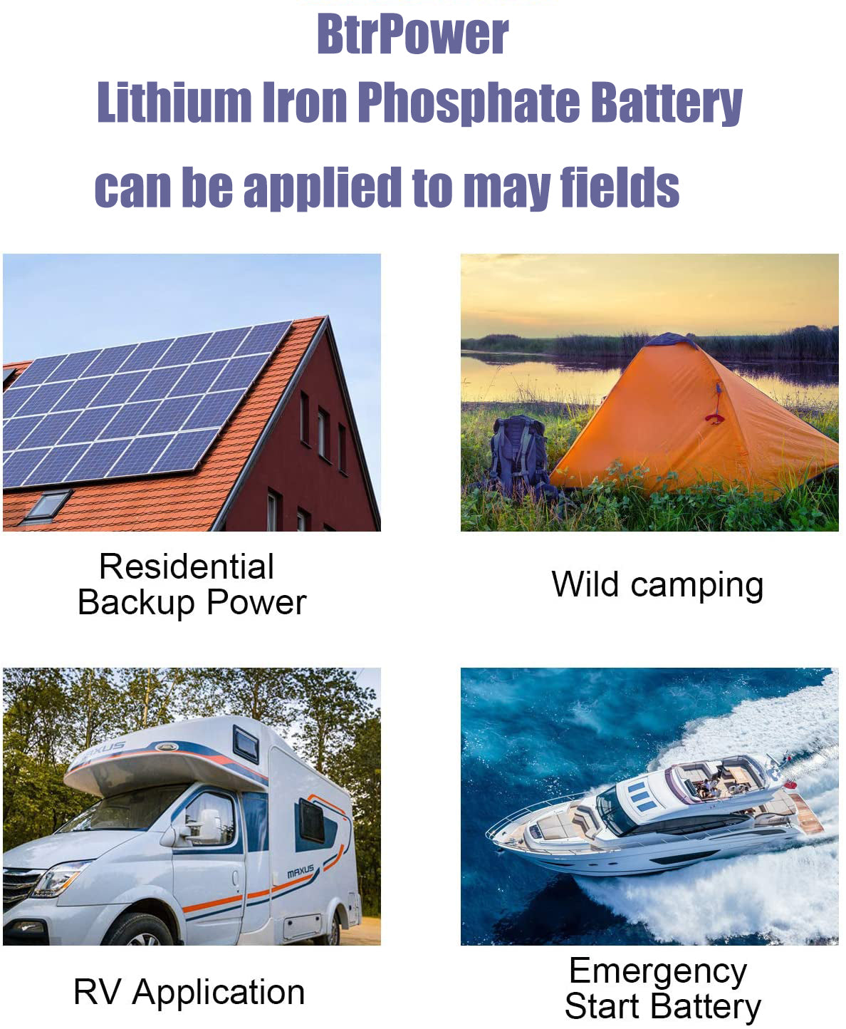 BtrPower 12V 100AH 140AH LiFePO4 Battery for RV, Solar System, Trolling Motor, Off-grid System, Golf Cart