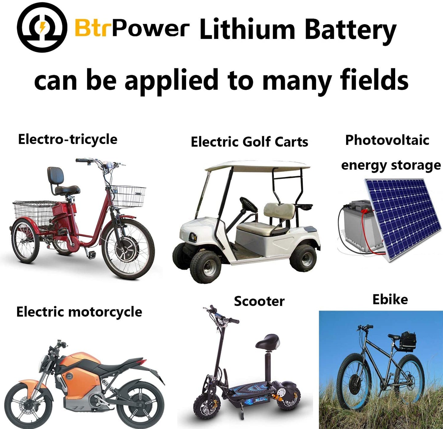 BtrPower Ebike Battery 48V 15AH, Li- ion Battery Pack With 3A Charger and 30A BMS
