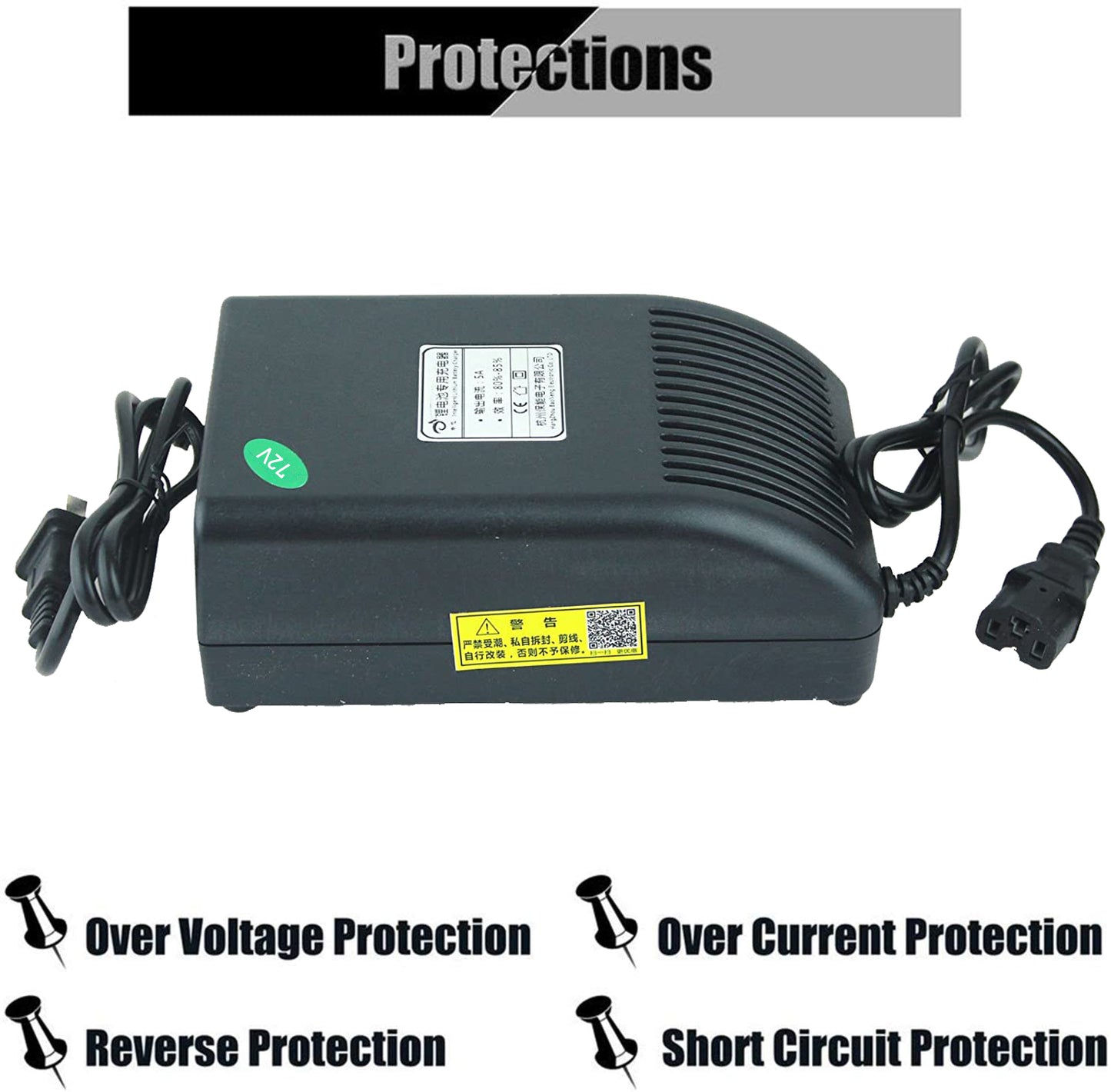 BtrPower Ebike Battery 72V 40AH Li-ion Battery Pack with 5A Charger 50A BMS