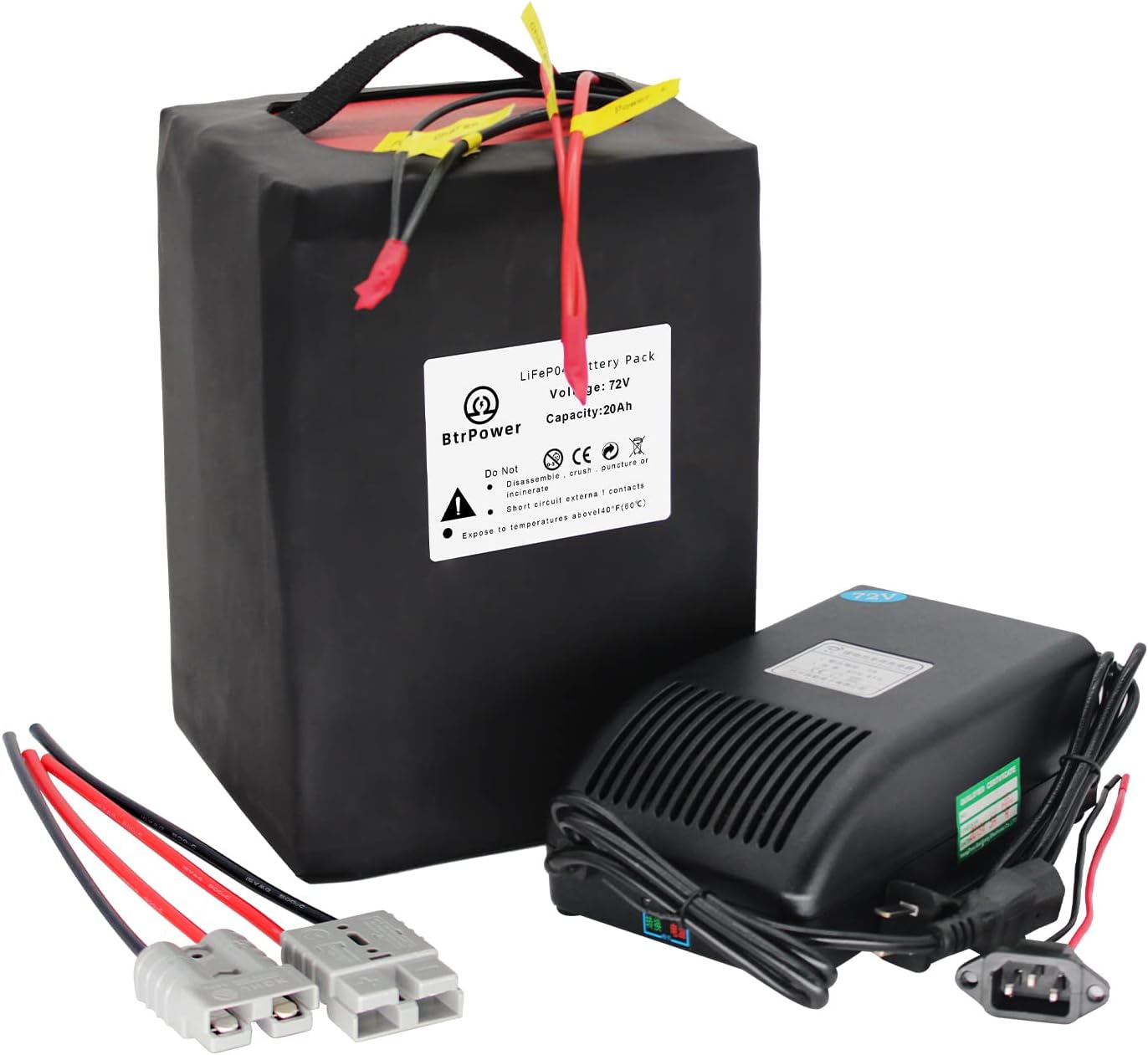 BtrPower Ebike Battery 72V 20AH LiFePO4 Battery Pack with 5A Charger 80A BMS