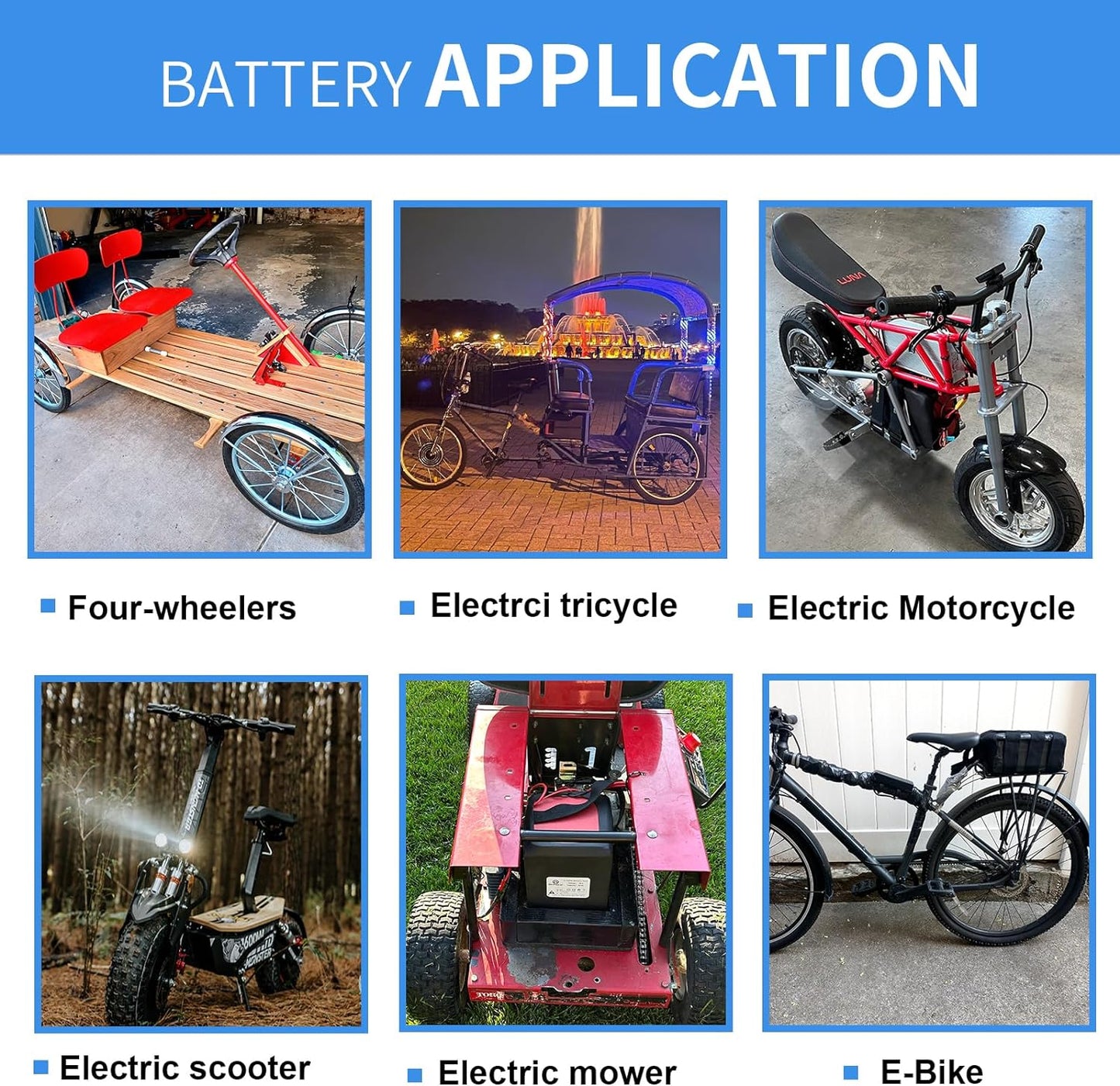 BtrPower Ebike Battery 48V 30AH LiFePO4 Battery Pack with 5A Charger 50A BMS