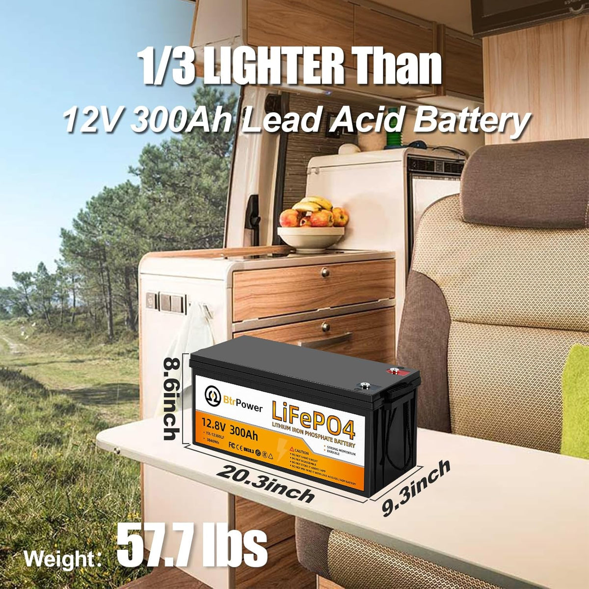 12V 300AH LiFePO4 Lithium Battery Pack 100A BMS for RV Marine Solar Sy ...