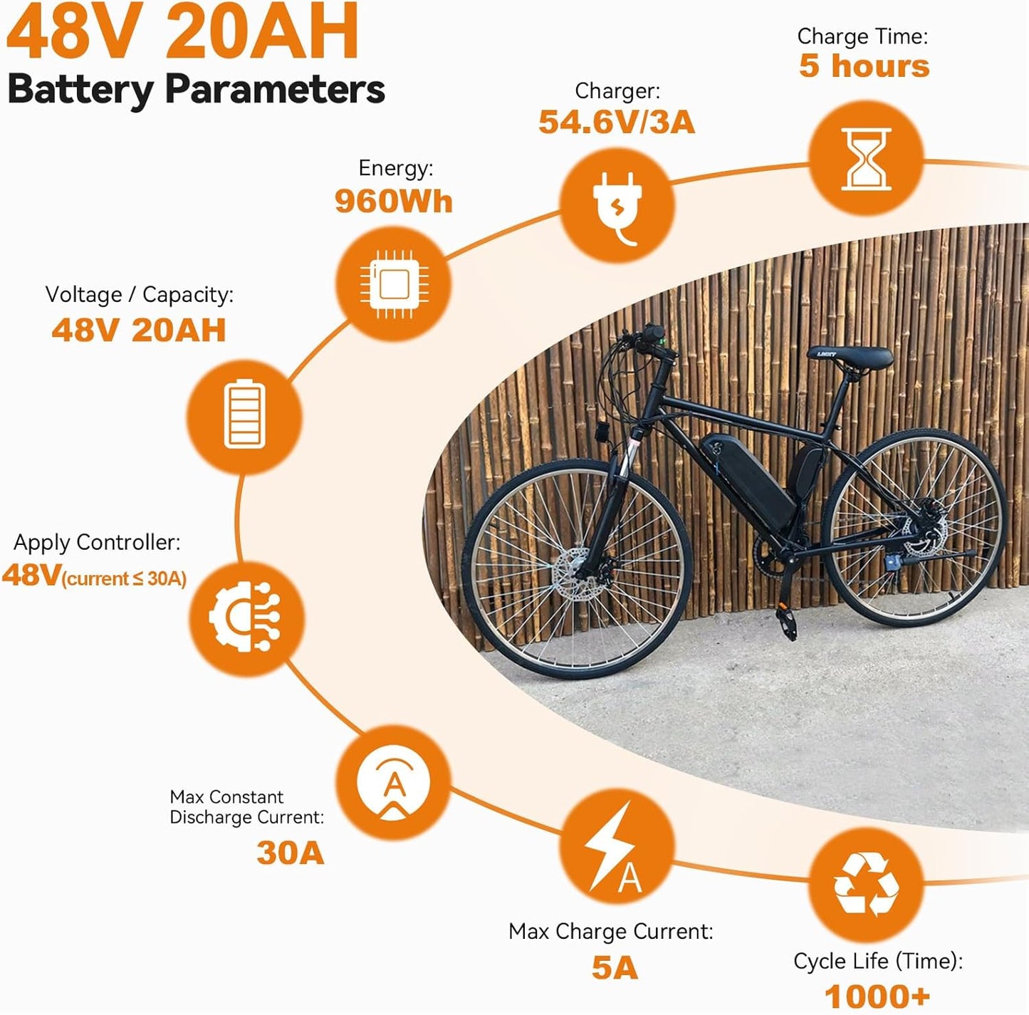 LGECOLFP 5-Pins 48V 20Ah Hailong Ebike Battery Replacement Lithium ion Battery with USB Port for 1000W Electric Bike