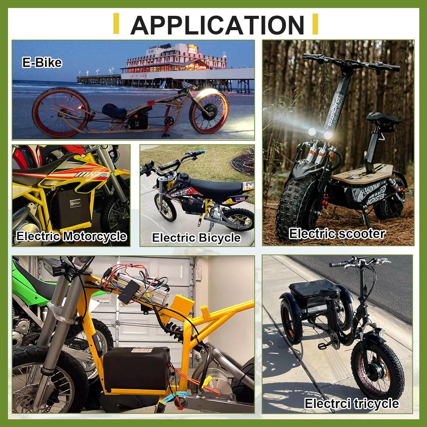 BtrPower Ebike Battery 48V 20AH LiFePO4 Battery Pack with 3A Charger,40A BMS