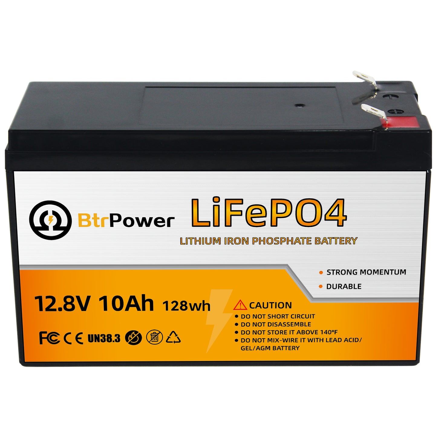 BtrPower LiFePO4 12V 10AH Deep Cycle Lithium Battery Rechargeable for RV Boat Solar Home