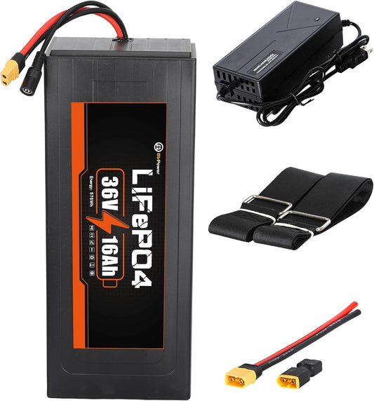 BtrPower 36V 16Ah Lifepo4 Ebike Battery Pack for Electric Bike Motor Scooter Lithium Battery 30A BMS