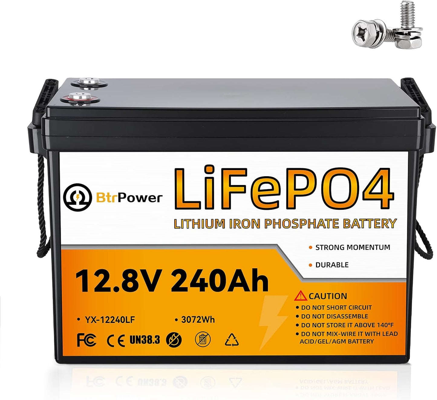 12V 240AH LiFePO4 Lithium Battery Pack 100A BMS for RV Marine Solar System Trolling Motor