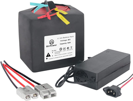 BtrPower EBike Battery 48V 18AH Li-ion Battery Pack with 3A Charger, 30A BMS