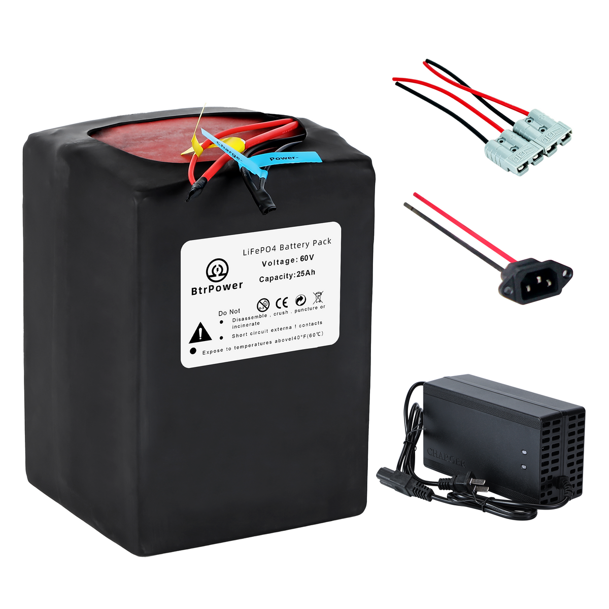 Electric Bike Ebike 60V 25Ah LiFePO4 Battery Pack for 250-2500W Trike Motor 50A BMS