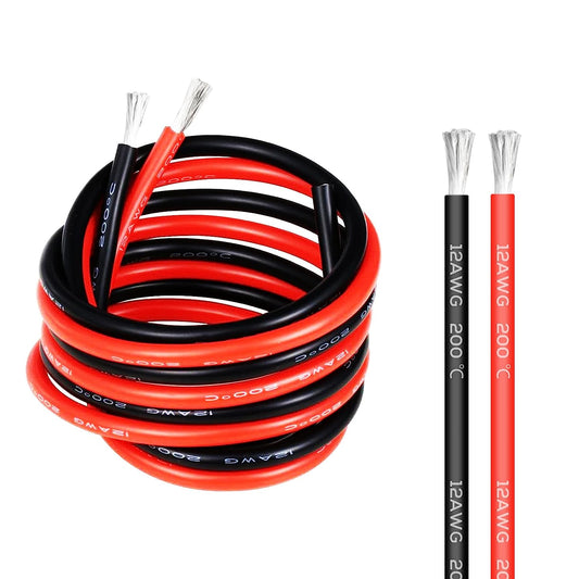 12 AWG Silicone Wire 12 Gauge Wire 20 Feet Flexible Silicone Wire 12AWG Black Stranded Copper Electric Wire