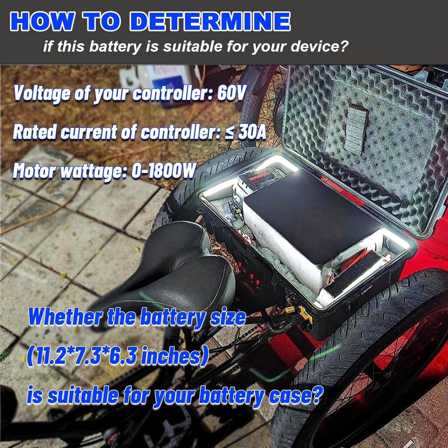 60v Ebike Battery 30Ah Lithium LiFePO4 30A BMS for 0-1800W Electric Bike Scooter