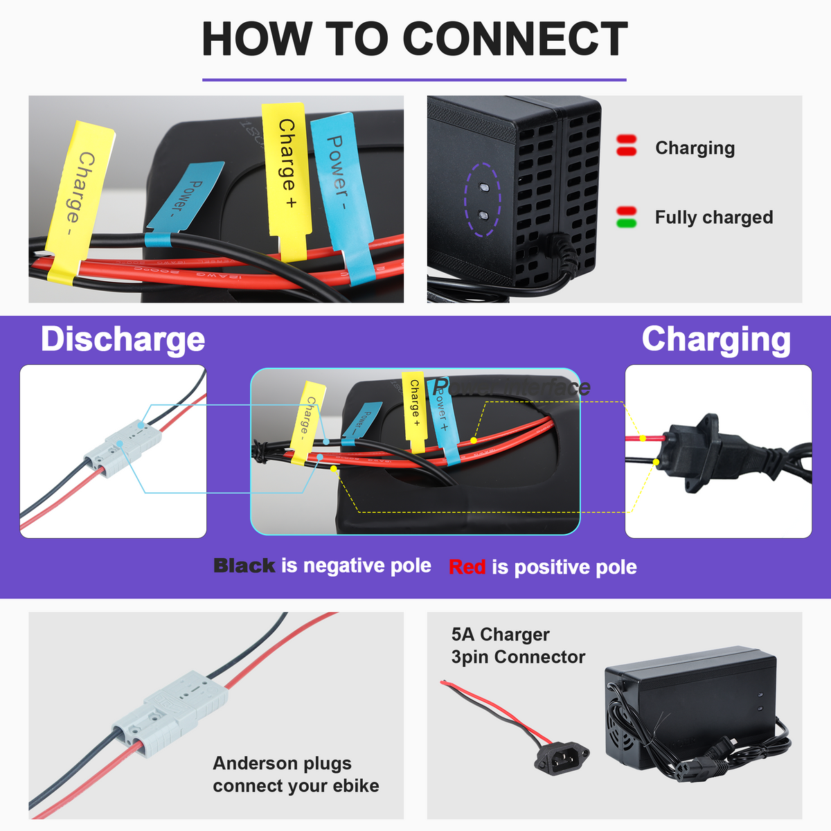 Electric Bike Ebike 60V 25Ah LiFePO4 Battery Pack for 250-2500W Trike Motor 50A BMS
