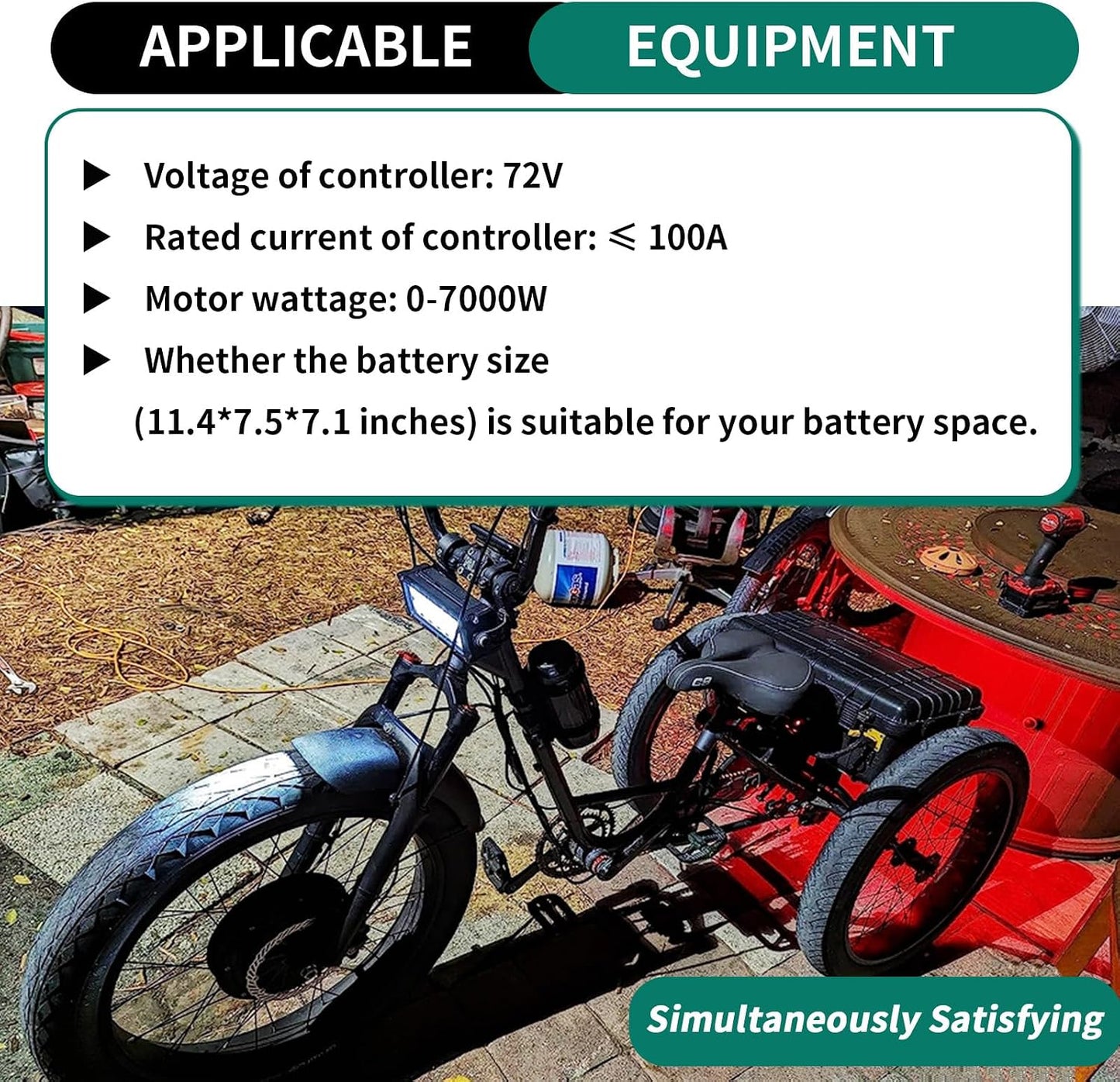 BtrPower Ebike Battery 72V 25AH LiFePO4 Battery Pack with 5A Charger 100A BMS