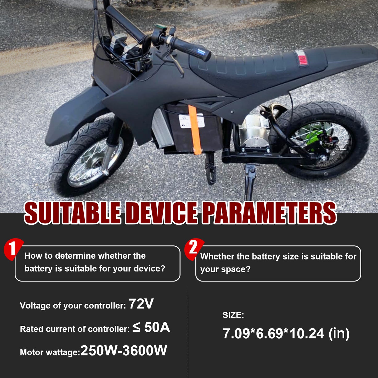 BtrPower Ebike Battery 72V 20AH LiFePO4 Battery Pack with 5A Charger 50A BMS