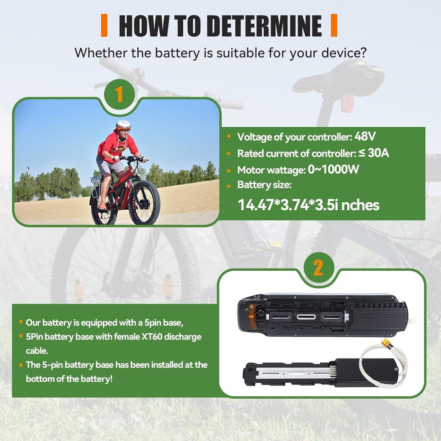 BtrPower 48V 10Ah Hailong Ebike Battery for Electric Bike Motor Lithium Battery 30A BMS