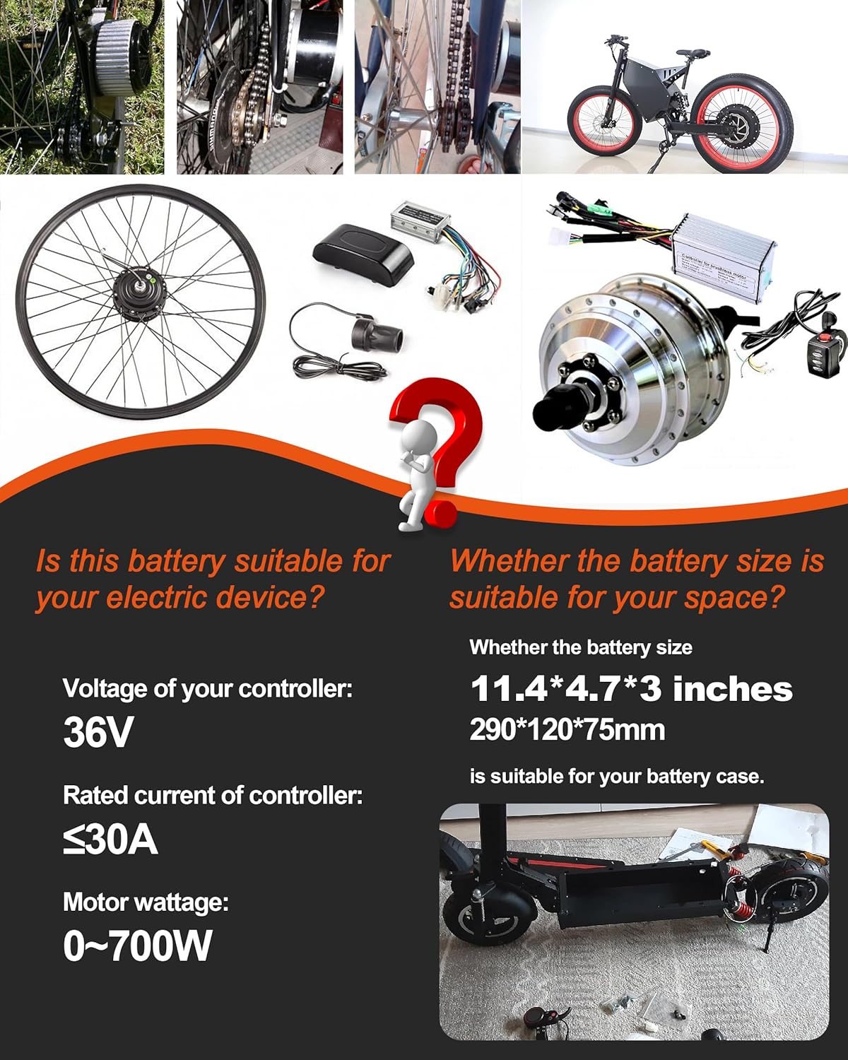 BtrPower 36V 18Ah Lifepo4 Ebike Battery Pack for Electric Bike Motor Scooter Lithium Battery 30A BMS