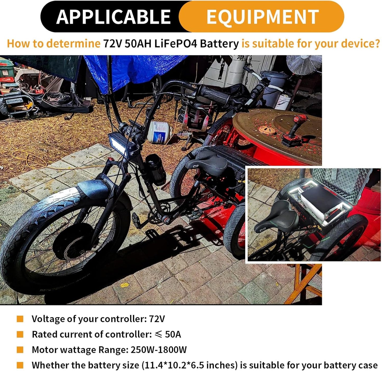 Ebike Akku 72V 50AH Li-Ion Akkupack mit 5A Ladegerät 50A BMS