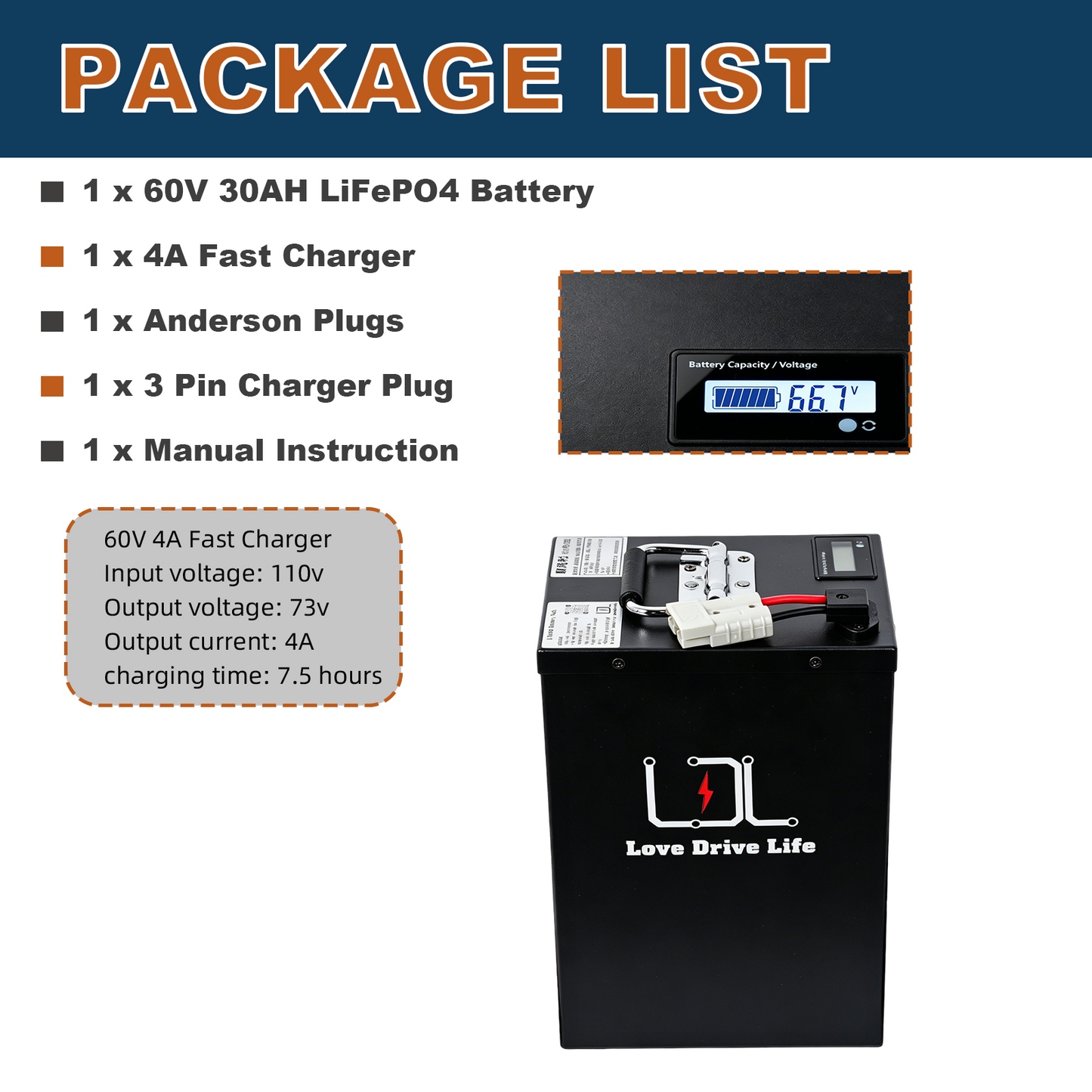 60V Ebike Battery 30Ah Lithium LiFePO4 30A BMS for 0-1800W Electric Bike Scooter Metal case battery with battery level display