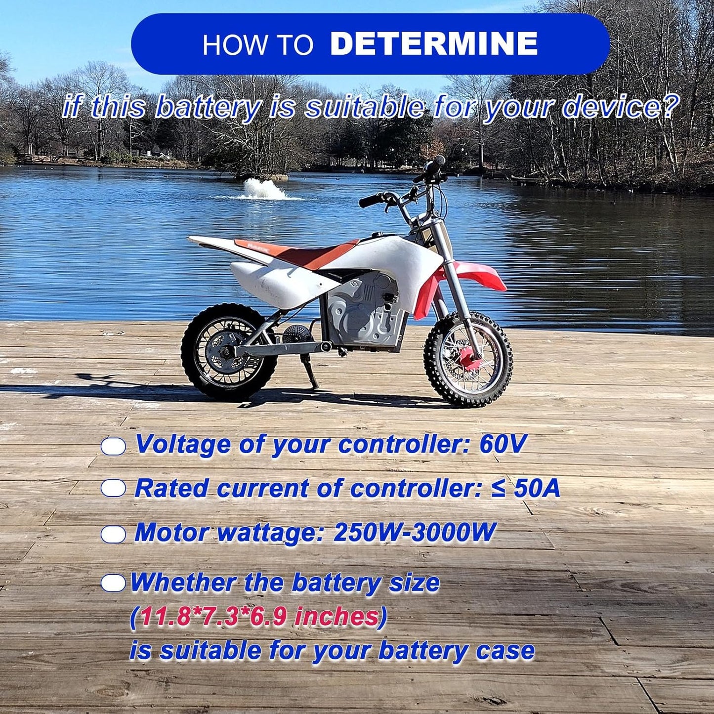 60V Ebike Battery 35Ah Lithium LiFePO4 30A BMS for 0-1800W Electric Bike Scooter